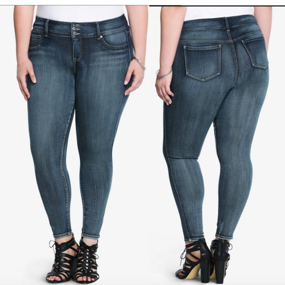 Torrid Jegging Skinny Super Soft Jean 14R Blue High Rise 3-Button Stretch - Picture 1 of 16